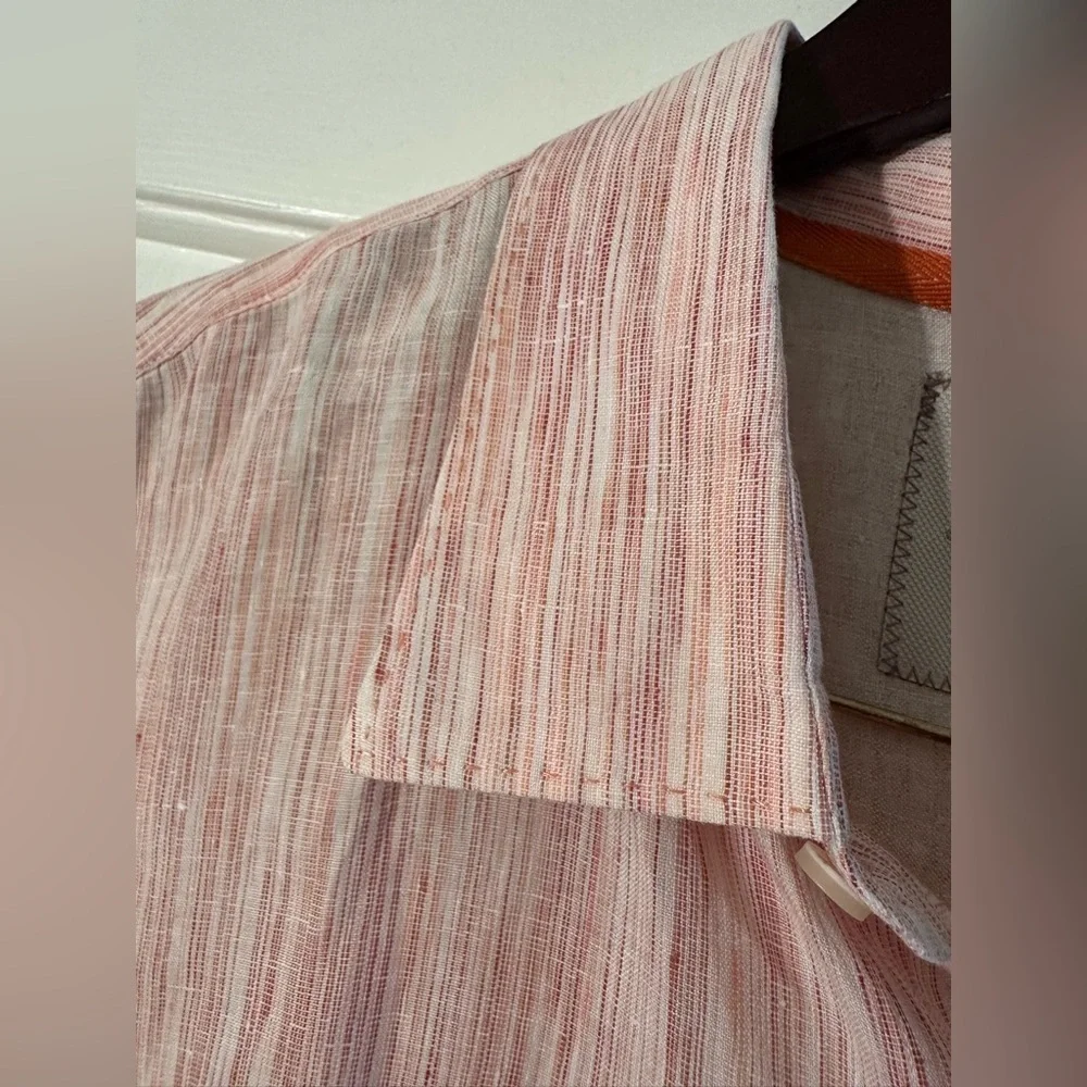 TOMMY BAHAMA Men’s XXL Long Sleeve 100% Linen Pink Gradient Pinstripe PRISTINE - Picture 4 of 14